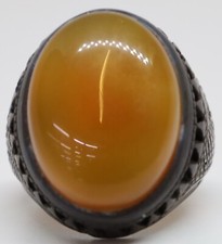 Meraviglioso anello antico romano in argento con antica pietra di agata yemen...