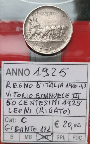 50 centesimi 1925 - (£),