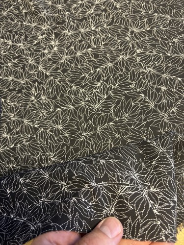 Tessuto metri nero foglie - tessuto, 5