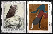 1986 FRANCIA ARTE - OPERE D'ARTE - JEAN ARP E LEONARDO DA VINCI 2 V. MNH MF10154