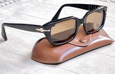 PERSOL 6155 RATTI Meflecto occhiali da sole vintage montatura uomo acetato nero e custodia
