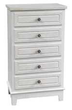 CASSETTIERA SETTIMINO SALVASPAZIO 5 CASSETTI LEGNO SHABBY CHIC PERLA h95*55*32cm