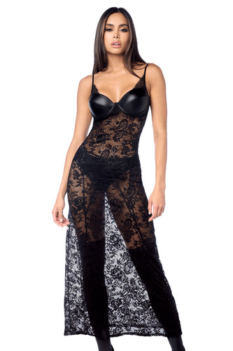 Robe longue sexy - dentelle, &