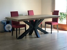 Tavolo INDUSTRIAL Top olmo scortecciato e gambe a stella 200×100×H78cm SU MISURA