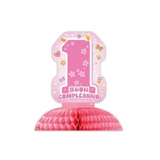 Centrotavola 1° Primo Compleanno Rosa Bimba Numero 1 Festa Coordinati Bambina Pa