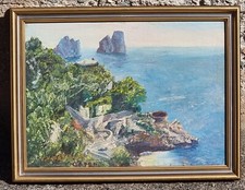 Varesio Efrain  ( Torino primo novecento ) "Capri" 1965 . Marina. Dipinto olio.
