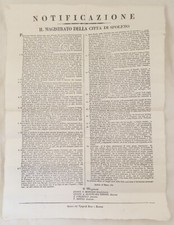 NOTIFICAZIONE SPOLETO 1831 PULIZIA STRADE MACELLATURA GIOCO DELLE BOCCE STALLE