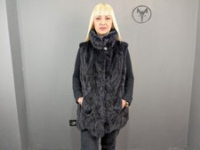 Gilet pelliccia visone blu