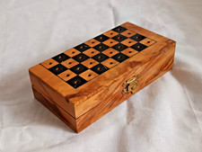 anni '80 Vintage - Scacchi Mini Scacchiera da Viaggio in Legno Scatola Gioco