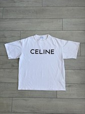 T-shirt Celine Paris bianca e nera con logo oversize uomo taglia XS