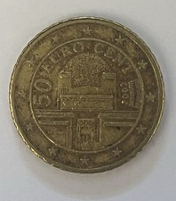 RARA MONETA AUSTRIA 50 CENTESIMI EURO 2002 SECESSIONE VIENNA DESIGN J. KAISER