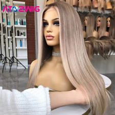 Parrucca 100% capelli umani ombreggiata marrone cenere biondo evidenzia parrucche frontali pizzo pre pizzico