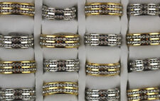 Lotto Ingrosso 60pz Acciaio Inox Gioielli Moda Uomo Strass Trasparenti Anelli