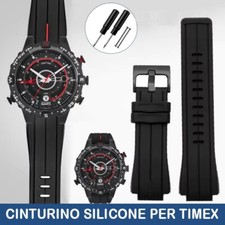 Cinturino orologio silicone per Timex T2N720 TW2T76300 T2N721 nero 24-16mm