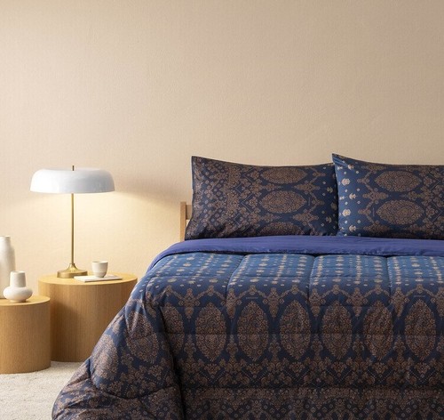Trapunta raso gold - decor, blu