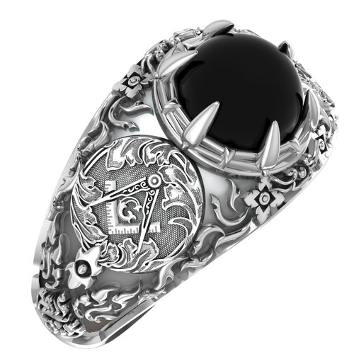 Anello massonico onice argento - anello,