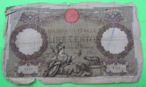 Italia 100 lire - italia,, 1937