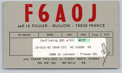Ham radio qsl f6aoj francia - qsl,