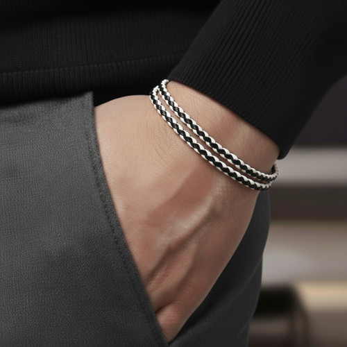 Bracciale cuoio intrecciato