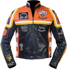 Giacca Moto HDMM Mickey Rourke Marlboro Uomo Vintage Biker Corsa Pelle