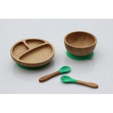 Set pappa Vero Bambù &ndash; Baby's Clan Feeding 4 Pezzi Verde