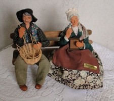 Presepe Antichi Provenza Vestiti Scena Vita Coppia Seduto Su Panca S102