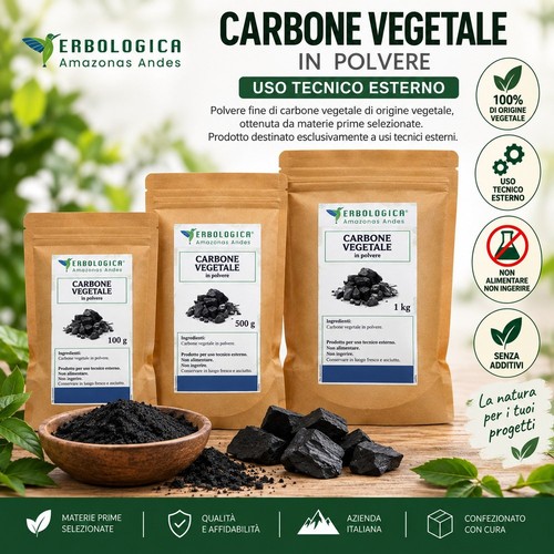 Carbone vegetale polvere - in,