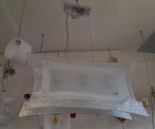 Lampadario Moderno In vetro di Murano rettangolare bianco argento Cromato 3 LUCI