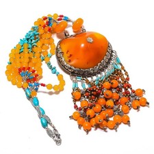 Collana con pietre preziose in onice turchese ambra gialla gioielli con...