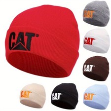 Cappello da pescatore in maglia con polsini ricamati lettera GATTO berretto da sci invernale caldo 