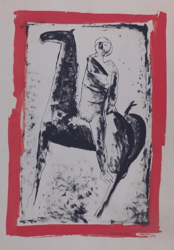 Cavaliere litografia a - "cavaliere",