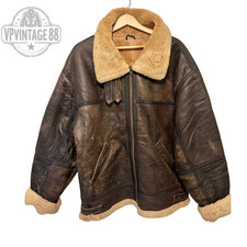 Giacca Bomber Vintage B-3 Aviatore Pelle di Pecora Marrone Shearling Volo