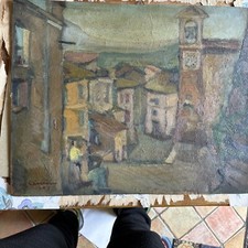 Dipinto Olio Su Tavola 1947