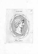 Rara stampa antica-CLAUDIO-IMPERATORE-ROMA-PL. 56-Agostini-Battista-1657