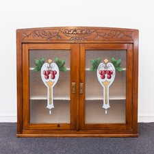 Credenza con vetrina cristalliera vetro e legno vintage decorata a mano