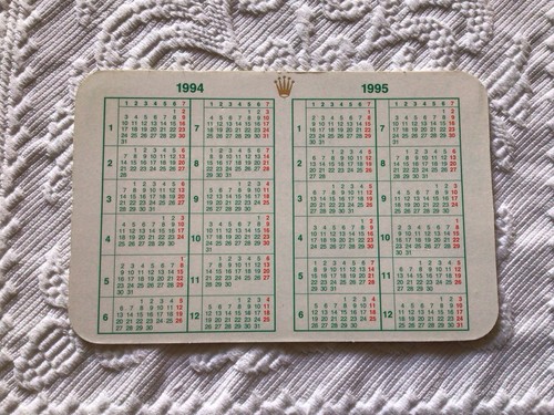 Calendario formato card - , rolex