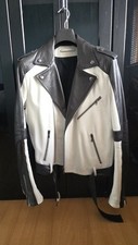 Giacca di pelle Alexander McQueen - taglia italiana 48/38 UK nero + bianco 