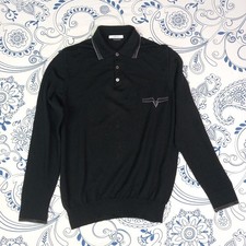 VERSACE COLLECTION VINTAGE GOLF LANA MERINO MADE ?? XXL BLACK SWEATER WOOL ITA