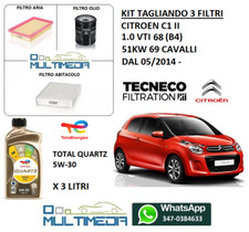 KIT TAGLIANDO FILTRI E OLIO TOTAL 5W30 CITROEN C1 II 1.0 VTI BENZINA 51KW 69 CV