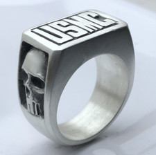 ANELLO TESCHIO USMC IN ARGENTO