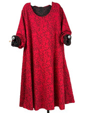 Pont Neuf abito a forma di A profondo ROSSO fantasia effetto 3D XL 48-50