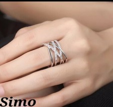 ANELLO DONNA ARGENTO 925 ZIRCONI REGOLABILE FASCIA INCROCIATO REGALO SCONTO SEXY