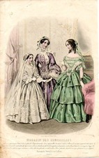 Stampa antica moda TRE DONNE