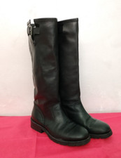 Scarpe Donna stivali pelle VIBRAM nero tacco n.38