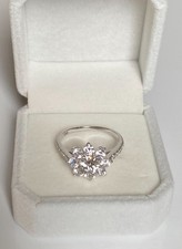 Anello Fiore argento MOISSANITE (no DIAMANTE ) 1CT  6,5mm D VVS1  misura 17