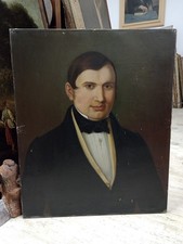 Olio su tela antico ritratto maschile 1830 circa