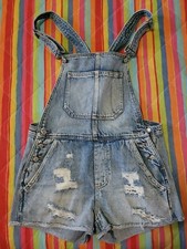 Salopette corta di jeans Pull & Bear tg. M in cotone denim lavaggio chiaro 