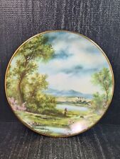 t.limoges piattino porcellana con decoro paesaggio e filo oro ø cm 12,5