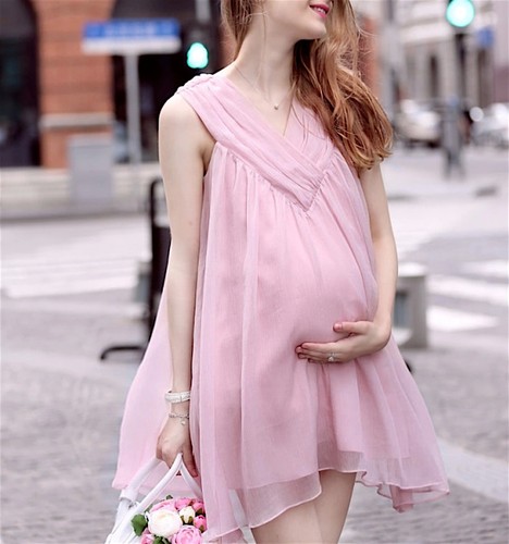 Vestito chiffon premaman rosa - premaman,