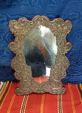 Antica Specchiera Liberty In Rame Primi 900 Specchio Come Foto Retro In Velluto 